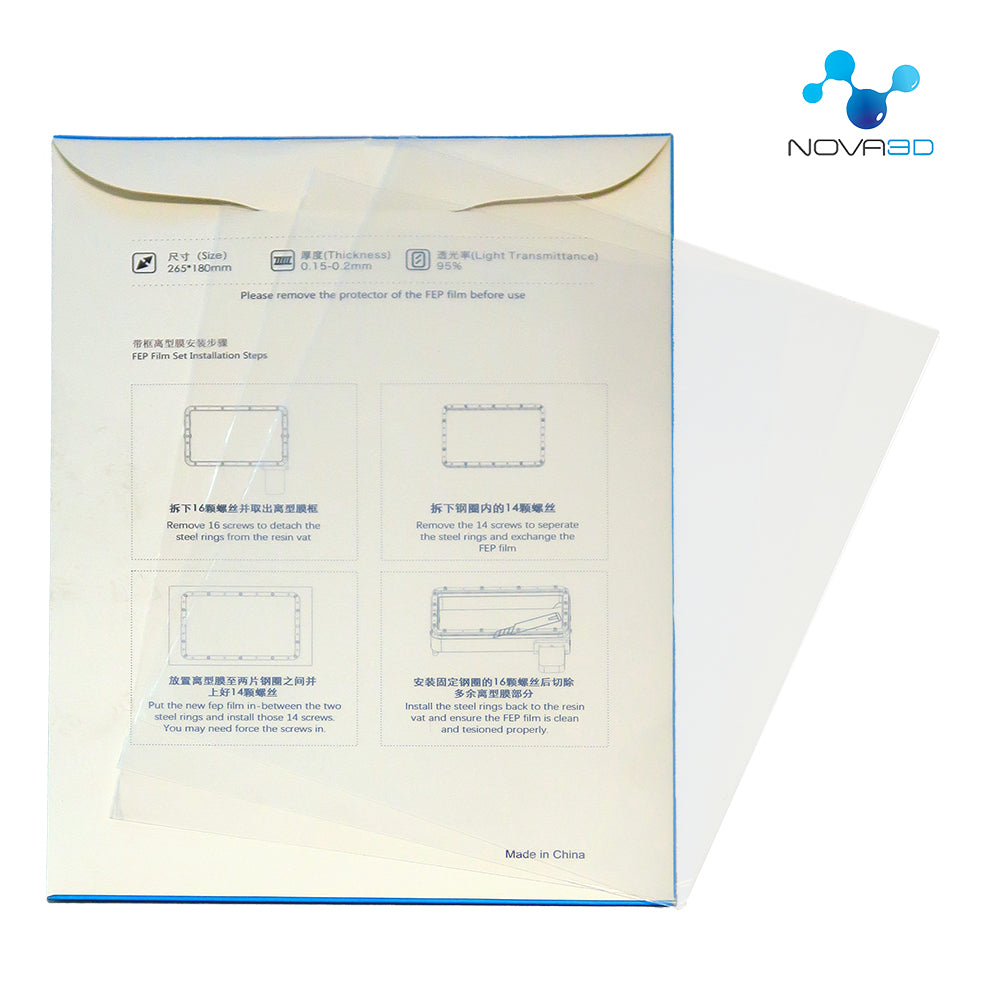 NOVA3D FEP Film for WHALE Printer, 305x220mm High Transmittance FEP Sheet