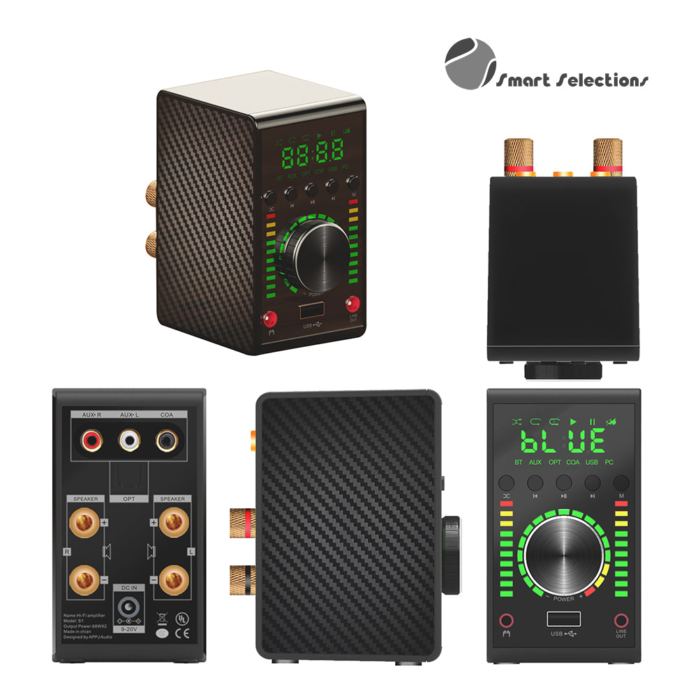 Mini Digital Amplifier Bluetooth 5.0 COAX/OPT Stereo Audio Amp 24Bit/192K 68W*2