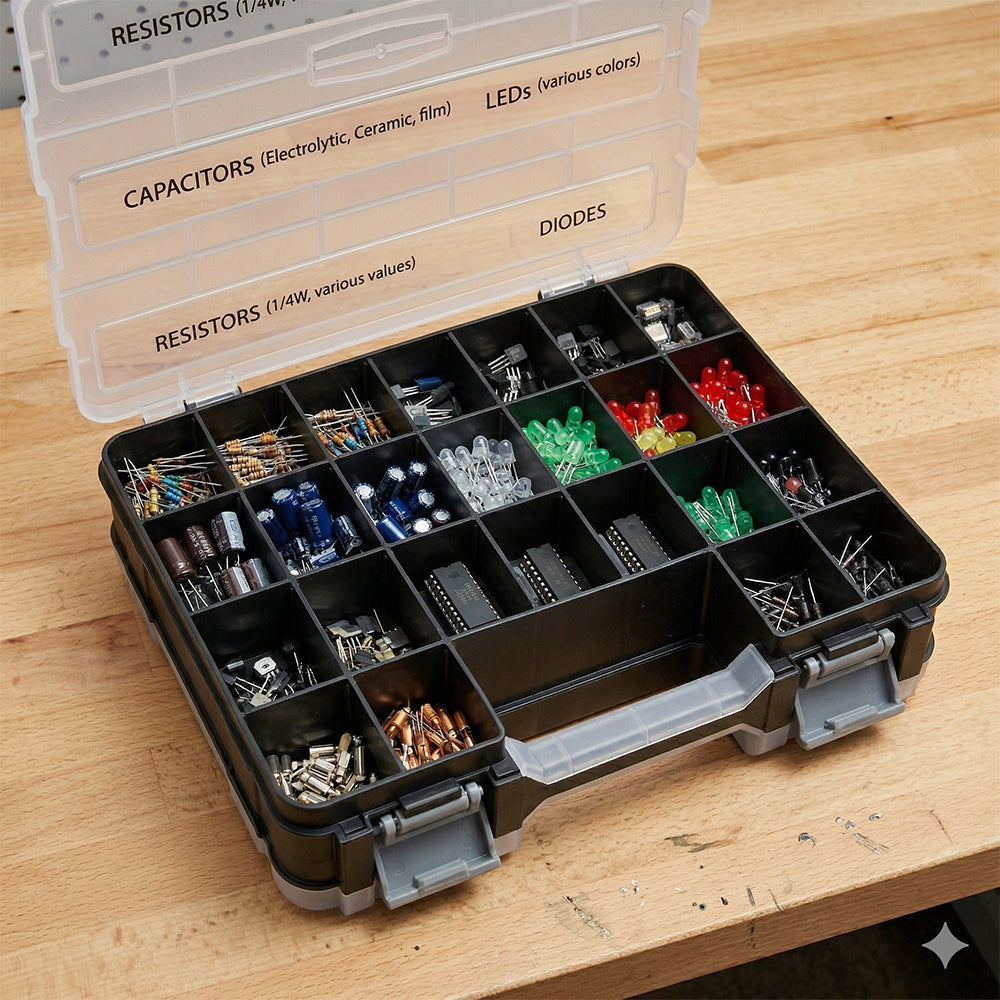 Tools Organizer Box Small Parts Storage Box 50-Compartment Double Side Grey