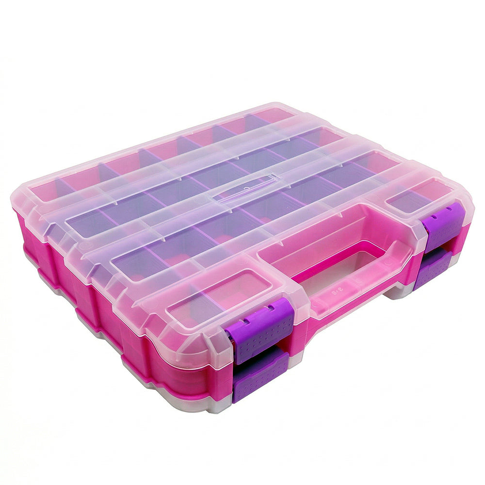 Tools Organizer Box Small Parts Storage Box 50-Compartment Double Side Pink