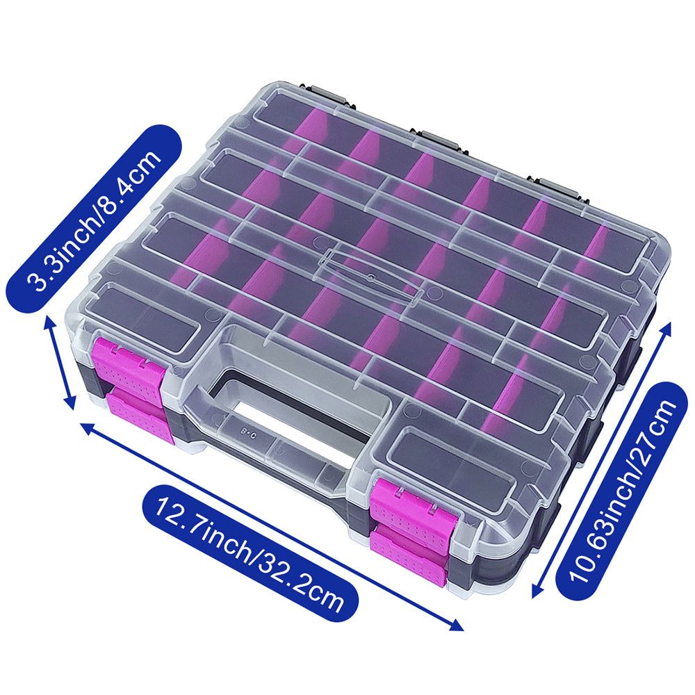 Tools Organizer Box Small Parts Storage Box 50-Compartment Double Side Purple