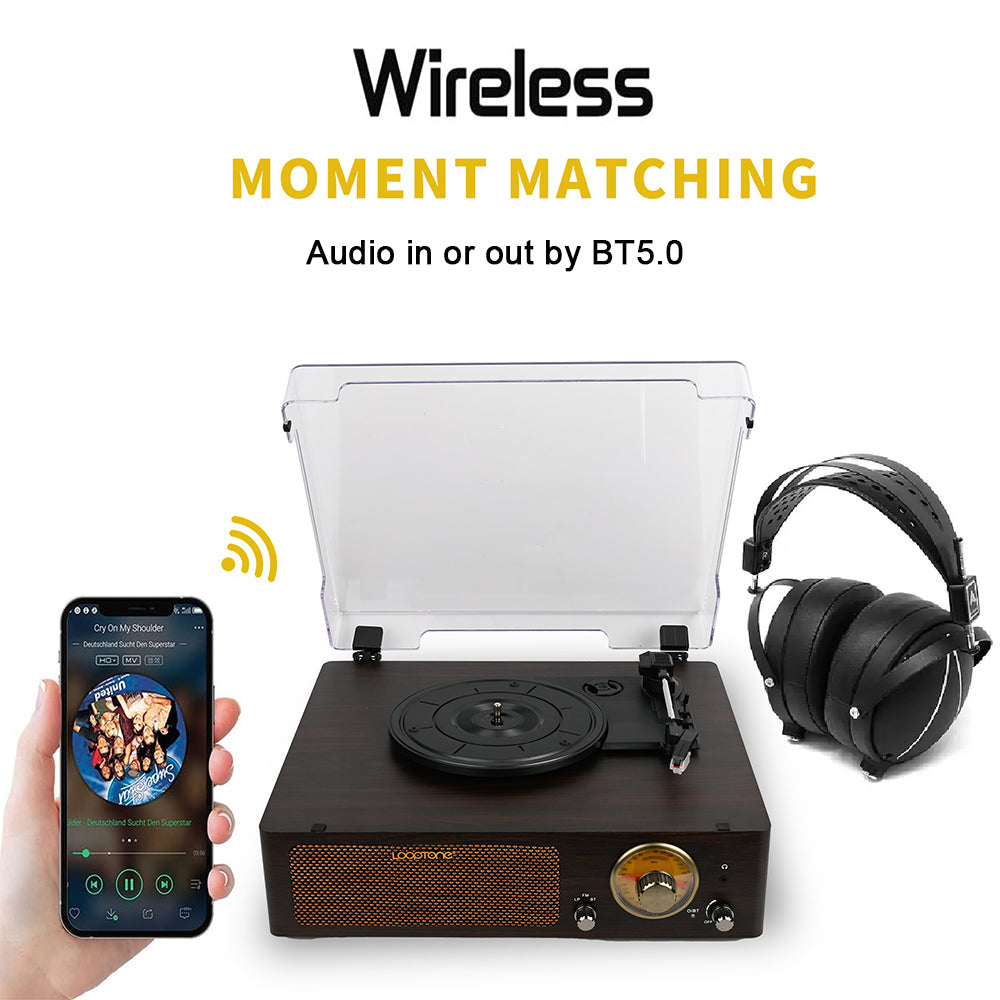 Looptone DS-215RBB Bluetooth In & Out Turntable with FM Radio functions