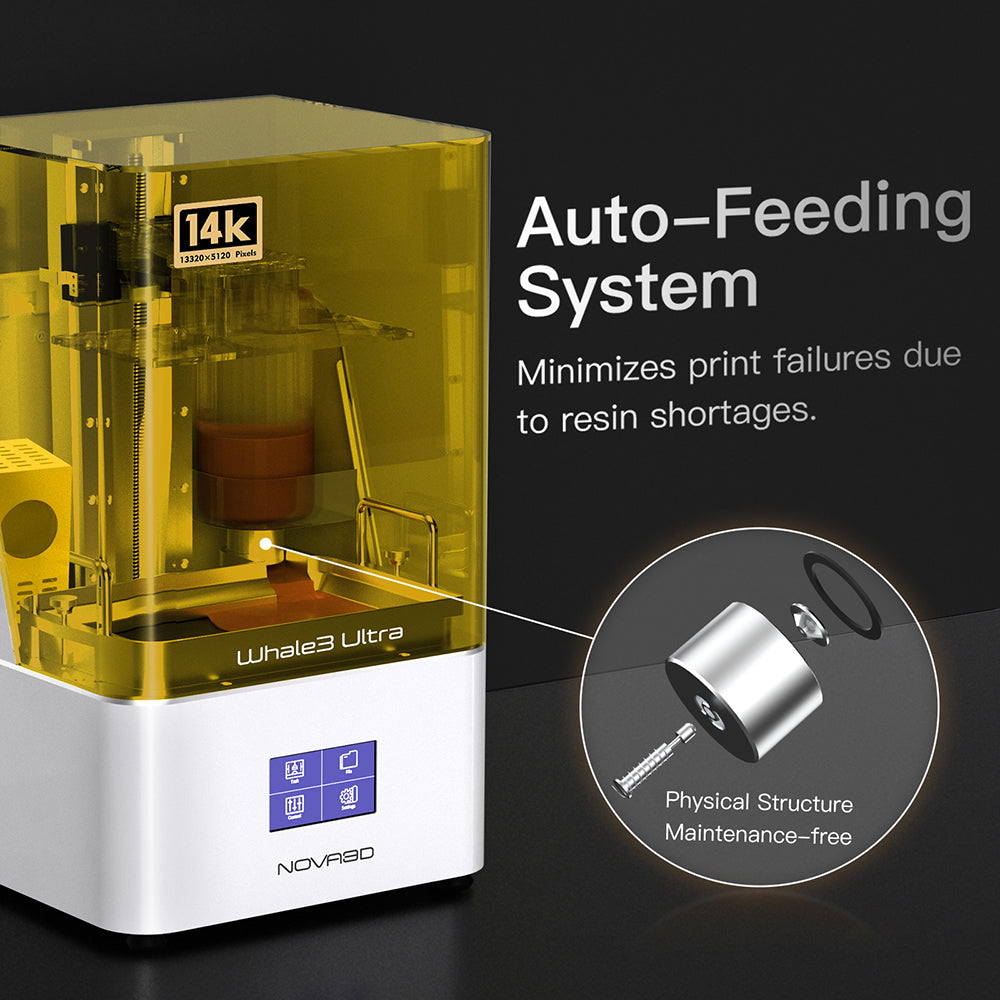 Nova3D WHALE3 Ultra LCD MSLA 14K COB MONO SCREEN UV Resin AUTO Feeding