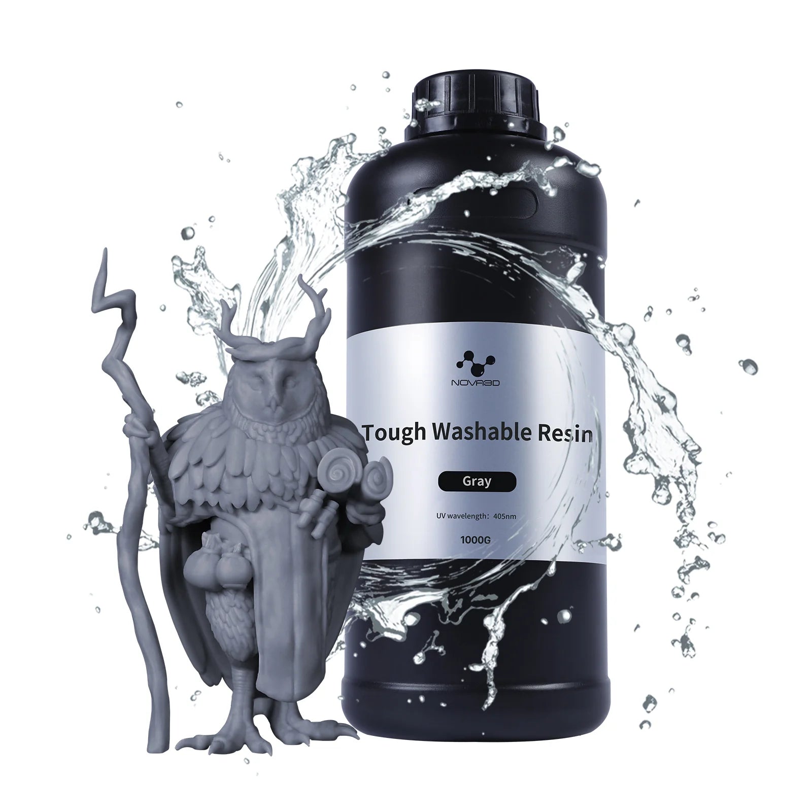 NOVA3D Water Washable Resin 1000G for Grey Standard, Mecha, Tough and High Clear