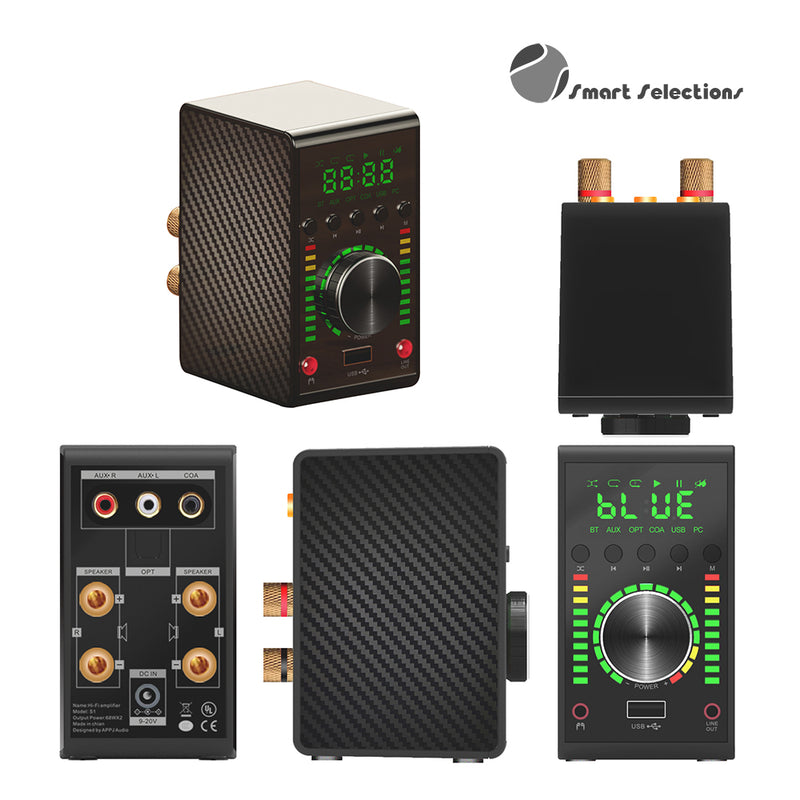 Mini Digital Amplifier Bluetooth 5.0 COAX/OPT Stereo Audio Amp 24Bit/192K 68W*2