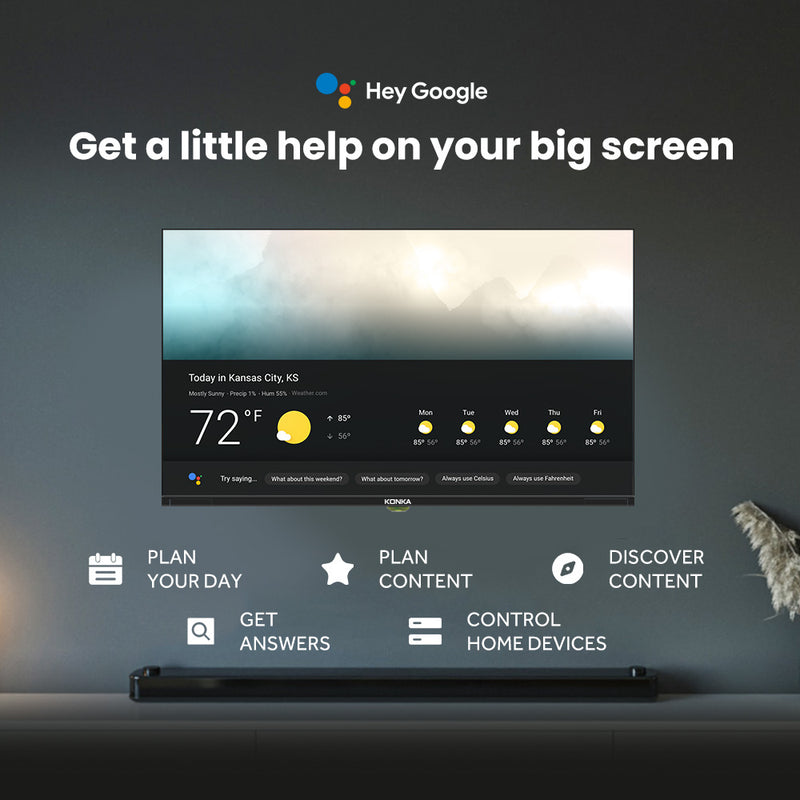 Konka Bezelless 32 inch HD Android DVB-T2 TV with HBBTV, Youtube, Netflix etc
