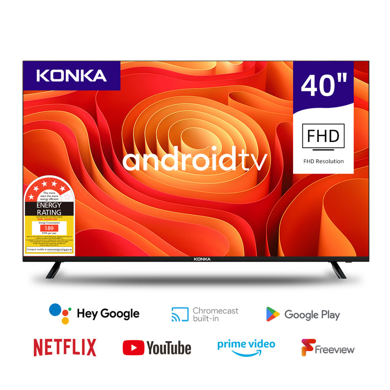 Konka Bezelless 40 inch FHD Android DVB-T2 TV with HBBTV, Youtube, Netflix etc