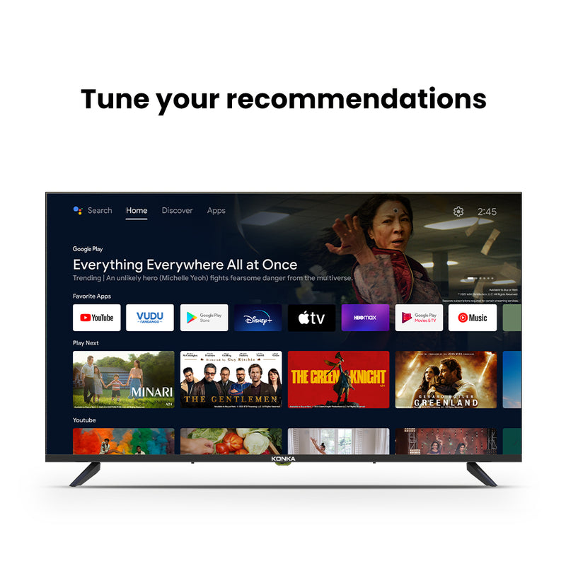 Konka Bezelless 40 inch FHD Android DVB-T2 TV with HBBTV, Youtube, Netflix etc
