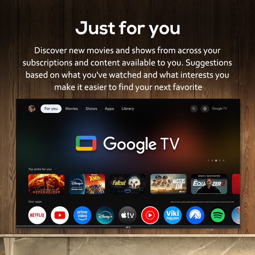 AOA 43" Google 5.0 AI 2G+16G Smart UHD 4K TV DVB-T2 BT WIFI 2.4/5G Voice Control