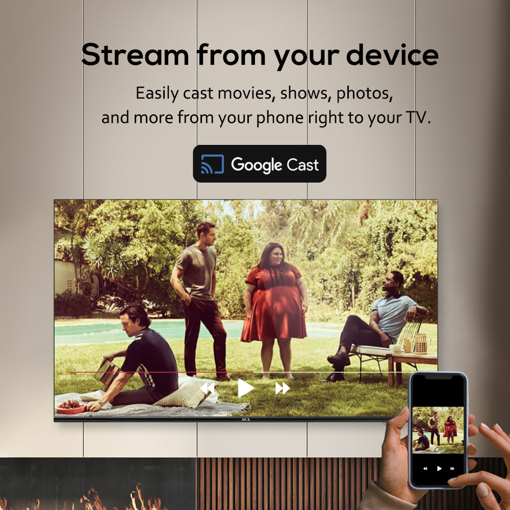 AOA 43" Google 5.0 AI 2G+16G Smart UHD 4K TV DVB-T2 BT WIFI 2.4/5G Voice Control