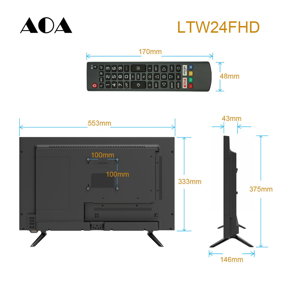 AOA 24inch ELED WebOS Smart FHD TV DVB-T2 BT WIFI 2.4G/5G