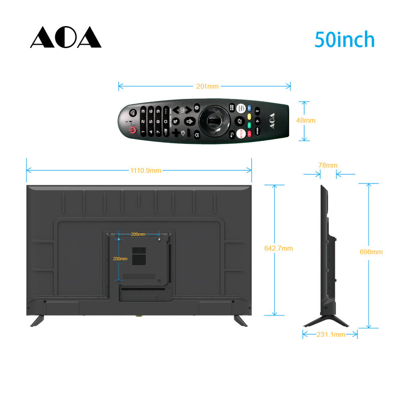 AOA 50inch LED WebOS Smart UHD TV DVB-T2 BT WIFI 2.4G/5G Magic Remote