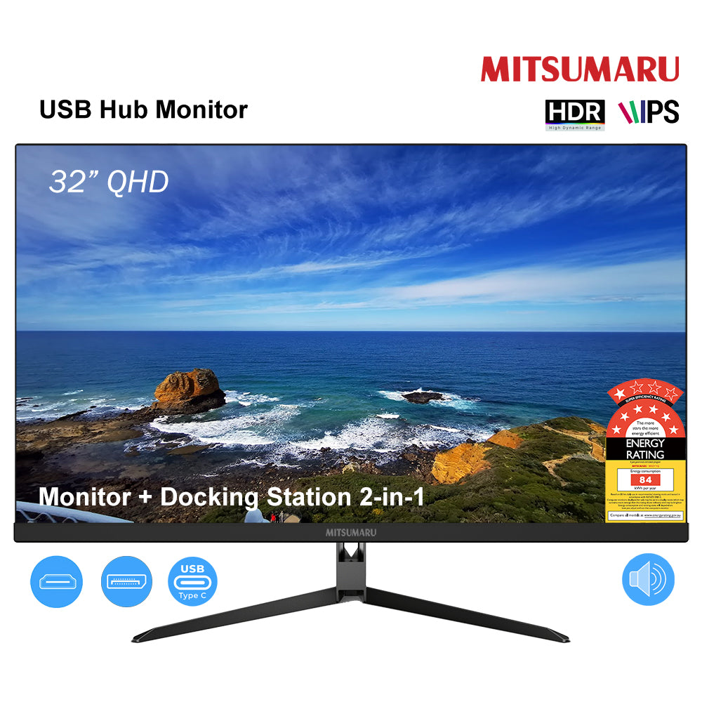 Mitsumaru 32inch QHD IPS HDR Monitor FreeSync HDMI DP TYPE C USB hub sRGB 99%