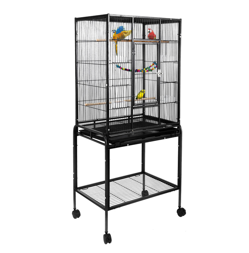 Bird Cage Parrot Aviary Pet Stand-alone Budgie Perch Castor Wheels Large 135cm