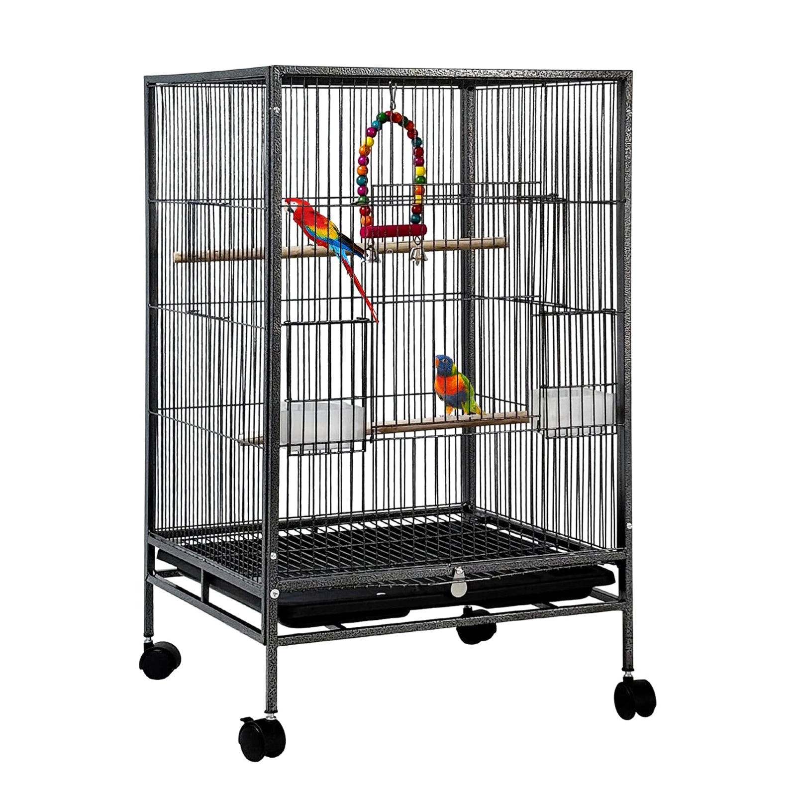 Bird Cage Parrot Aviary Pet Stand-alone Budgie Perch Castor Wheels Large 77cm