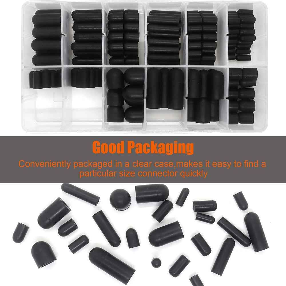 Rubber Vacuum Cap 177-Piece 12 Sizes Assortment Set for Carburetor Automotive