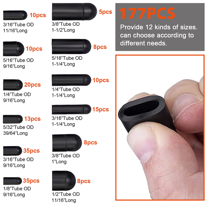 Rubber Vacuum Cap 177-Piece 12 Sizes Assortment Set for Carburetor Automotive