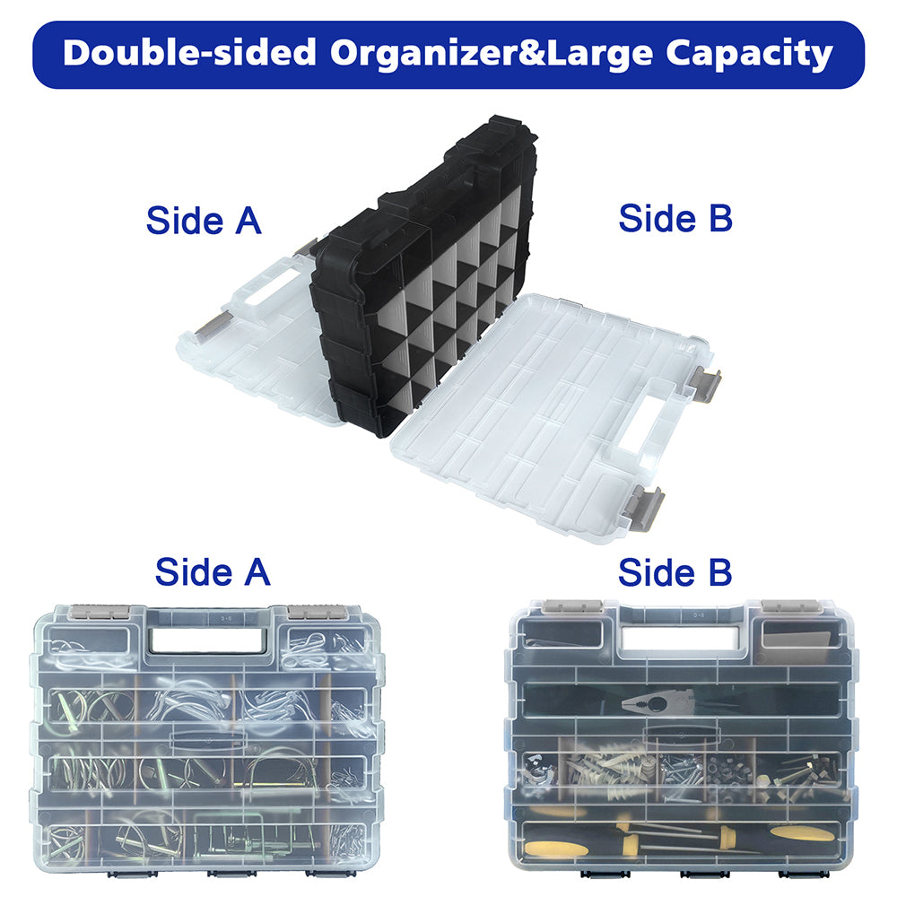 Tools Organizer Box Small Parts Storage Box 50-Compartment Double Side Grey