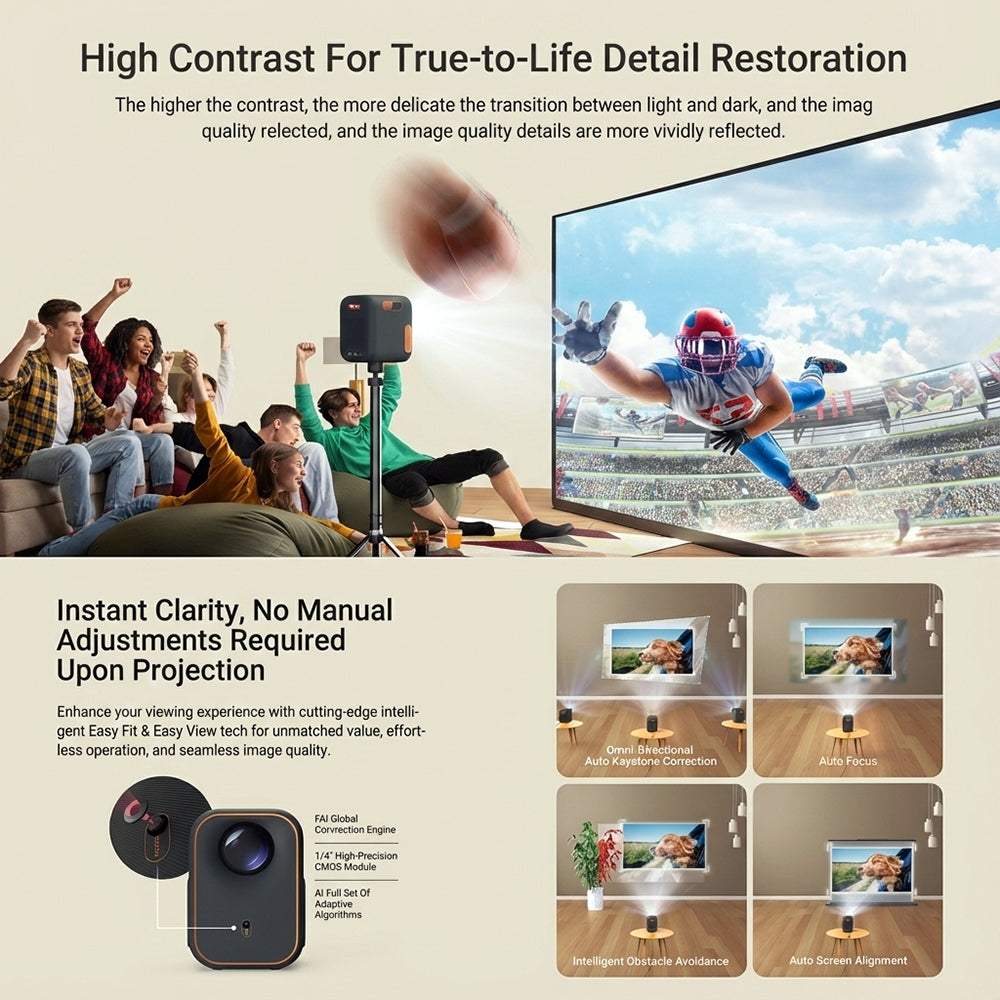 Xming Episode One Portable 1080P Projector, Dolby, Official Google TV & Netflix