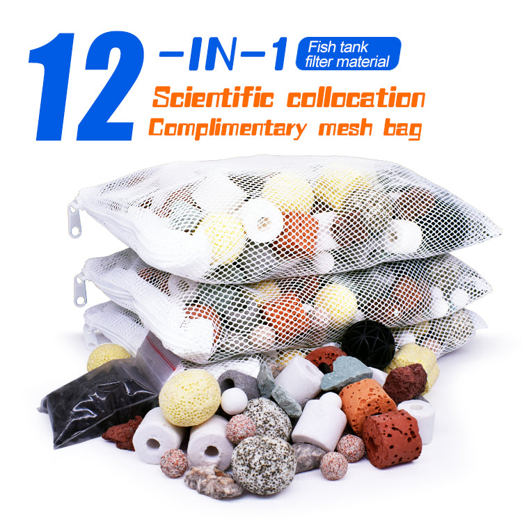 12in1 Ceramic Bio Ball Filter Media Biological Rings for Aquarium Fish Tank Pond