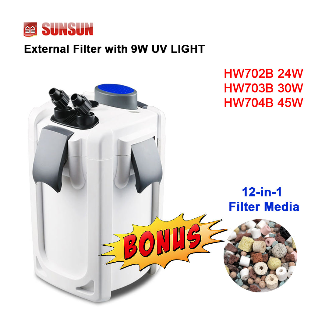SUNSUN HW7 SERIES Brand New Aquarium External Canister UV Filter complete set