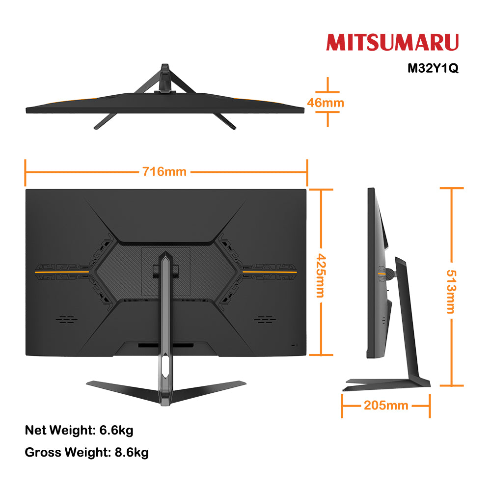 Mitsumaru 32inch QHD IPS HDR Monitor FreeSync HDMI DP TYPE C USB hub sRGB 99%