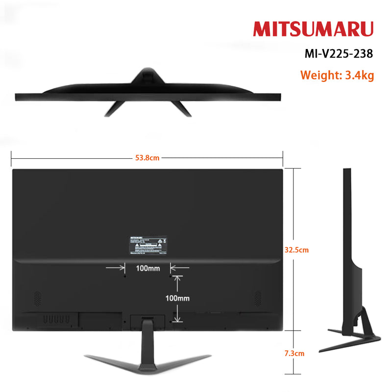 Mitsumaru 23.8 Inch FHD WLED Monitor 16:9 HDMI VGA 75Hz