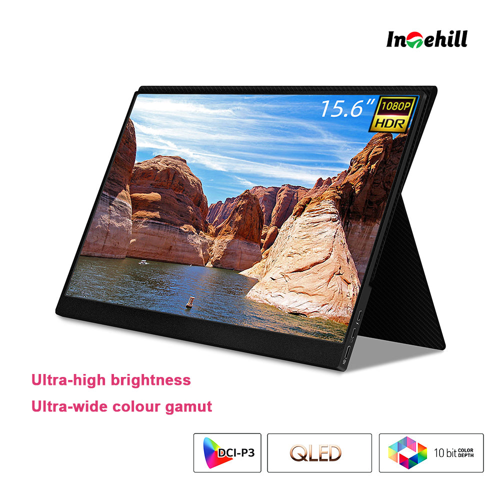 INTEHILL QLED 15.6" FHD 1080P PORTABLE MONITOR HDMI TYPE C USB Ultra Slim