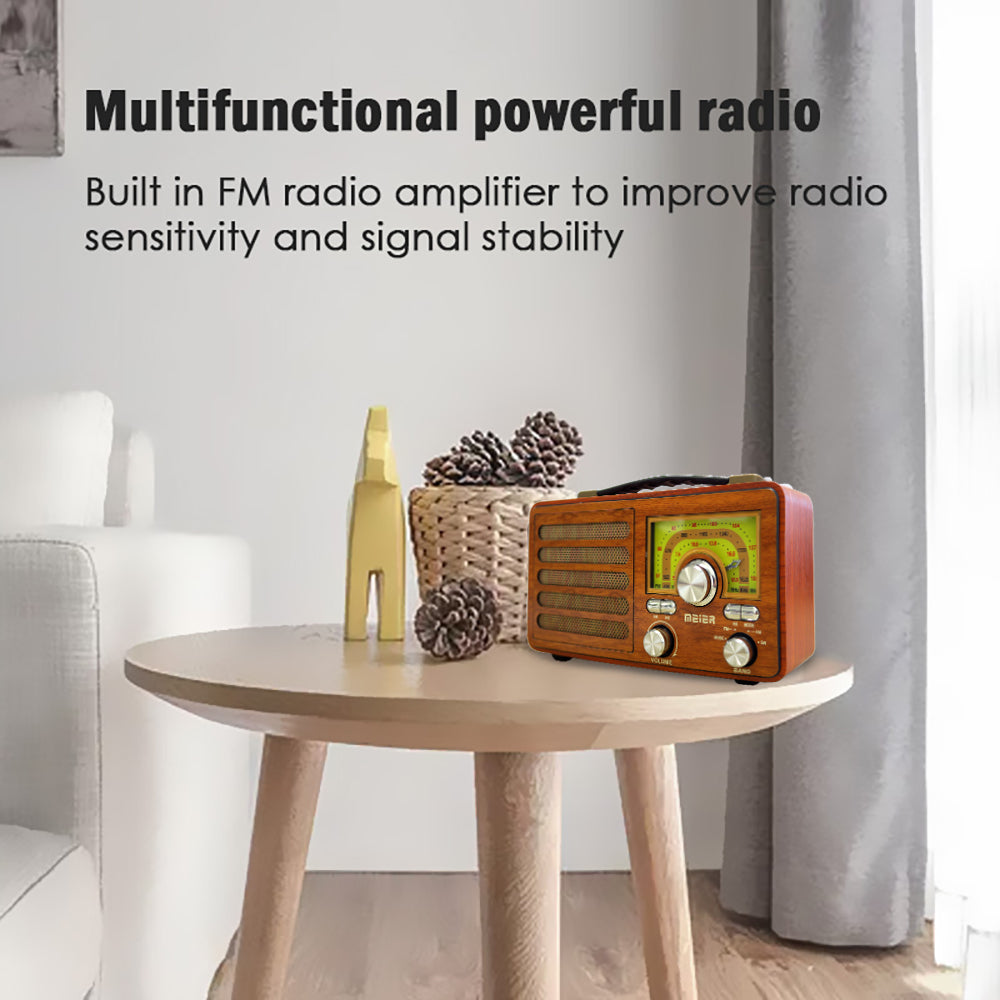 Portable Vintage Classic AM/FM/SW Bluetooth Radio Built-in Rechargeable Battery