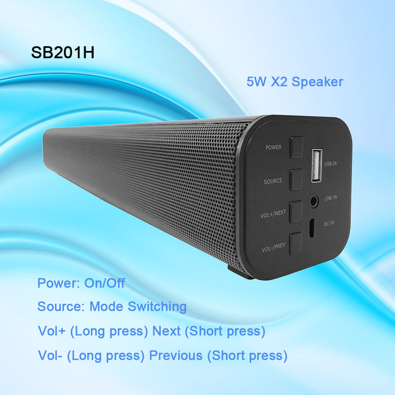 High Quality BT 5.0 Rechargeable MINI SOUNDBAR FM Radio USB MP3 Playback AUX IN