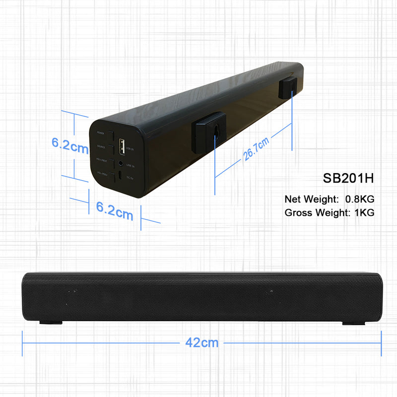 High Quality BT 5.0 Rechargeable MINI SOUNDBAR FM Radio USB MP3 Playback AUX IN